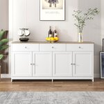 Modernluxe - buffet pour salon - 4 portes et 3 tiroirs - panneaux de particules - blanc