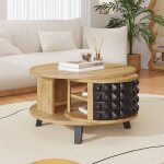 Table basse - avec rangement int�rieur pivotant - naturel & noir