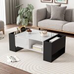 Modernluxe - table basse avec un tiroir - style moderne - blanc & noir Modernluxe - table basse avec un tiroir - style moderne - blanc & noir