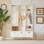 Modernluxe - vestiaire d'entr�e moderne - avec porte - manteau et rangements � chaussures - blanc