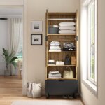 Modernluxe - vestiaire avec tiroir et compartiment - avec tringle à vêtements - naturel Modernluxe - vestiaire avec tiroir et compartiment - avec tringle à vêtements - naturel