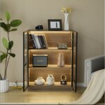 Modernluxe - vitrine en verre avec 3 tagres - led - marron