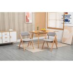 Modfu - lot de 2 chaises - scandinave - chaise pliante en bois avec assise rembourre - gris + bois naturel ...