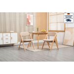 Modfu - lot de 2 chaises - scandinave - chaise pliante en bois avec assise rembourre - kaki + bois naturel ...