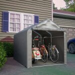 Abri voiture 160 x 220 x 165 cm, store banne avec porte enroulable pour jardin / extrieur, mtal et ...