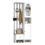 Modfu - armoire, meuble d'entr�e de chambre, avec tabouret, 6 pat�res, 2 portes et 1 tiroir, 85x33. 5x200cm, ...