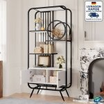 Modfu - bibliotheque etagere et vitrine 80 x 30 x 180 cm - conception gomtrique - armoire de rangement ...