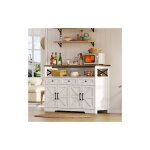 Buffet console 140 cm avec 3 tiroirs et placards  tagres, style campagne rustique, meuble de rangement ...