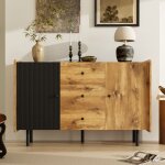 Buffet moderne 120 cm avec 2 portes et 3 tiroirs, style contemporain pour salon ou salle à manger, bois ... Buffet moderne 120 cm avec 2 portes et 3 tiroirs, style contemporain pour salon ou salle à manger, bois ...