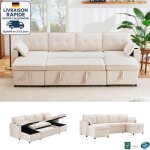 Modfu - canapé d'angle convertible 4 places avec 2 coussins et 2 porte - gobelets, canapé de salon avec ... Modfu - canapé d'angle convertible 4 places avec 2 coussins et 2 porte - gobelets, canapé de salon avec ...