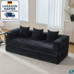 Modfu - canap� convertible 3 places, canap� droit, 3 coussins, combinaison libre modulable, tissu chenille, ...