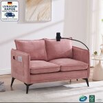 Modfu - canap� droit 2 places 127x69x66 cm avec poches lat�rales et support de t�l�phone r�glable, canap� ...