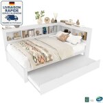 Modfu - canapé - lit en bois140×200 / 90×190cm avec lit gigogne, lit adulte, prise usb et prise, sommier ... Modfu - canapé - lit en bois140×200 / 90×190cm avec lit gigogne, lit adulte, prise usb et prise, sommier ...