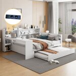 Canap - lit enfant, sans matelas, en bois, avec bureau et compartiment de rangement ouvert, simple avec ...