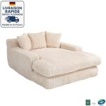 Modfu - canap� de relaxation avec 3 coussins, canap� rembourr� salon / chambre, velours c�tel�, rembourrage ...