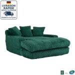 Modfu - canap� de relaxation avec 3 coussins, canap� rembourr� salon / chambre, velours c�tel�, rembourrage ...