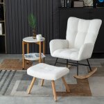 Modfu - chaise à bascule, rocking chair fauteuil, avec repose - pieds, tissu teddy, charge maximale 110 ... Modfu - chaise à bascule, rocking chair fauteuil, avec repose - pieds, tissu teddy, charge maximale 110 ...