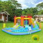 Château gonflable pour enfants 460 x 343 x 190 cm, toboggan, piscine, trampoline et panier de basket, ... Château gonflable pour enfants 460 x 343 x 190 cm, toboggan, piscine, trampoline et panier de basket, ...