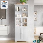 Modfu - colonne de bain au sol 57. 4 x 28. 5 x 160cm - peinture r�sistante � l'humidit� - porte vitr�e, ...