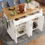 Modfu - dessertes de cuisine 106x50x90, 5cm avec tables pliantes, 2 tiroirs, 4 portes, porte - serviettes, ...