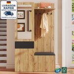 Modfu - ensemble portemanteau et portemanteau, avec miroir et �tag�re � chaussures - livr� avec 5 pat�res ...