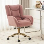 Modfu - fauteuil, chaise de bureau, pivotant, � roulettes, hauteur r�glable, pieds dor�s, velours, rose ...