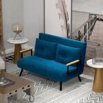 Modfu - fauteuil - lit relax en velours bleu avec fonction lit, dossier inclinable, canap convertible ...