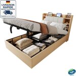Modfu - lit coffre 140 x 200 - lit 140x200 lit adulte + 1 sommier - rangement de tête de lit avec ports ... Modfu - lit coffre 140 x 200 - lit 140x200 lit adulte + 1 sommier - rangement de tête de lit avec ports ...