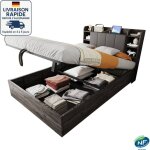 Modfu - lit coffre 140 x 200 - lit 140x200 lit adulte + 1 sommier - rangement de tête de lit avec ports ... Modfu - lit coffre 140 x 200 - lit 140x200 lit adulte + 1 sommier - rangement de tête de lit avec ports ...