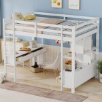 Lit combiné 90x200cm, sans matelas, pin + mdf, lit enfant avec bureau, armoire, meuble de rangement, ... Lit combiné 90x200cm, sans matelas, pin + mdf, lit enfant avec bureau, armoire, meuble de rangement, ...