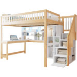 Modfu - lit mezzanine enfant adulte 140�200cm avec bureau et meuble de rangement, led, antichute, sans ...
