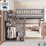 Modfu - lit mezzanine enfant en bois 140×200cm 2 personnes, avec rangement, lit ado, sans matelas, antichute, ... Modfu - lit mezzanine enfant en bois 140×200cm 2 personnes, avec rangement, lit ado, sans matelas, antichute, ...