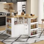 Modfu - meuble bar 115�50�92 cm, �lot de cuisine plan pivotant extensible, 3 �tag�res + 2 tiroirs, mdf ...