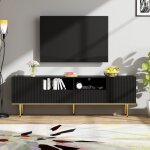 Modfu - meuble tv avec 2 tiroirs et 2 portes, 165 x 36 x 55 cm, pieds dor�s, compatible avec t�l�viseur ...