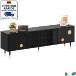 Modfu - meuble tv 4 portes avec rangement, meuble bas, adapt� au salon et � la chambre, 5 pieds, 170�36�54cm, ...
