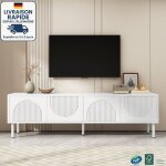 Modfu - meuble tv blanc ? 180 cm - contemporain ? mdf - avec espace de rangement - finition mate ? beaucoup ...