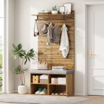 Portemanteau et portemanteau modfu 84 x 32 x 175 cm avec banc  chaussures, tringle  vtements, tagres ...