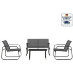 Modfu - salon de jardin 4 pi�ces ? canap� 2 places, 2 fauteuils et table basse, structure en m�tal maill�, ...