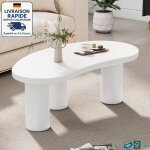Modfu - table basse blanc, table d'appoint de salon chambre, pieds avec patins antidérapants, charge ... Modfu - table basse blanc, table d'appoint de salon chambre, pieds avec patins antidérapants, charge ...