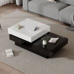 Tables basses fixes 100x60x35, 5 cm, design moderne et minimaliste, en aggloméré, table de salon, double ... Tables basses fixes 100x60x35, 5 cm, design moderne et minimaliste, en aggloméré, table de salon, double ...