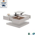 Modfu - table basse modulable - relevable - plateau effet noyer - conception gomtrique - bois certifi ...