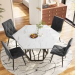 Modfu - table � manger hexagonale 115, 5x100x75 cm, pi�tement en m�tal noir, charge 60 kg, mdf et m�tal, ...