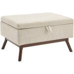 Modfu - tabouret de rangement 80x59x45 cm, peut servir de table basse, lin, beige Modfu - tabouret de rangement 80x59x45 cm, peut servir de table basse, lin, beige