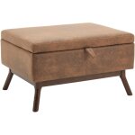 Modfu - tabouret de rangement 80x59x45 cm, utilisable comme table basse, microfibre, couleur caf