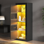 Modfu - vitrine haute 61 x 42 x 162 cm led, 2 portes, 3 �tag�res verre r�glables, acrylique brillant ...