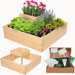 Modo24 potager sur�lev� bois zp08 27x62x62 cm, jardini�re balcon / terrasse pour herbes, l�gumes, kit ...