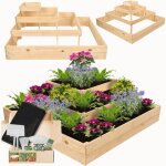 Modo24 potager sur�lev� bois zp08 45x119x119 cm, jardini�re pour jardin herbes et l�gumes, kit jardinier ...
