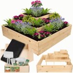 Modo24 potager sur�lev� bois zp08 54x119x119 cm, jardini�re pour jardin herbes et l�gumes, kit jardinier ...