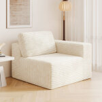 Module de canap� modulaire velours c�tel� - position droite, confort avec mousse � haut retour �lastique, ...