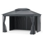 Mondo dual tonnelle 3x4 - double toit & moustiquaires, armature mtallique rsistante, rideaux inclus, ...